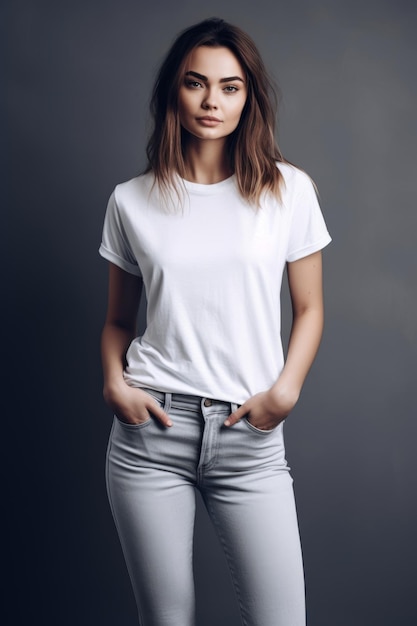 A woman in a white tshirt