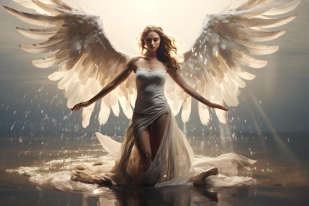 woman with angel wings