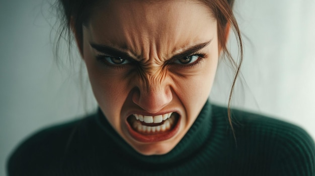 a woman with a angry expression on her face