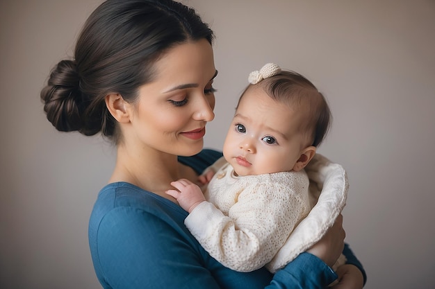 Photo woman with a baby in her arms