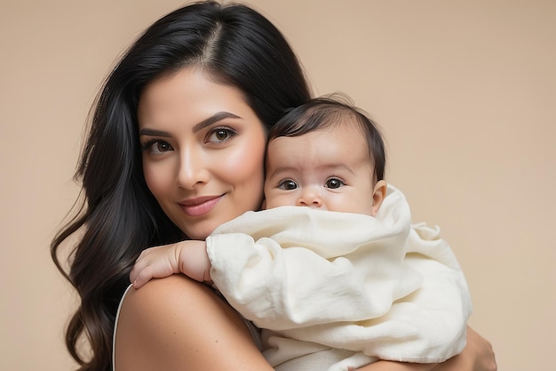 Photo woman with a baby in her arms