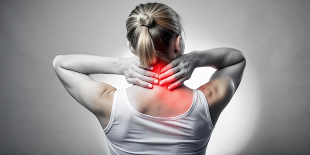 Woman with Back and Neck Pain Professional Medical Image