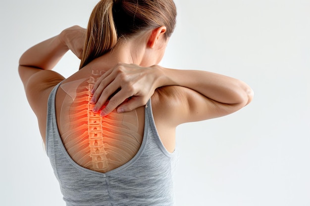 woman with a back pain that has the back pain on her back