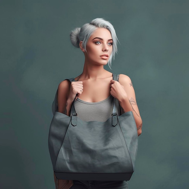 Woman with bag mockup hd