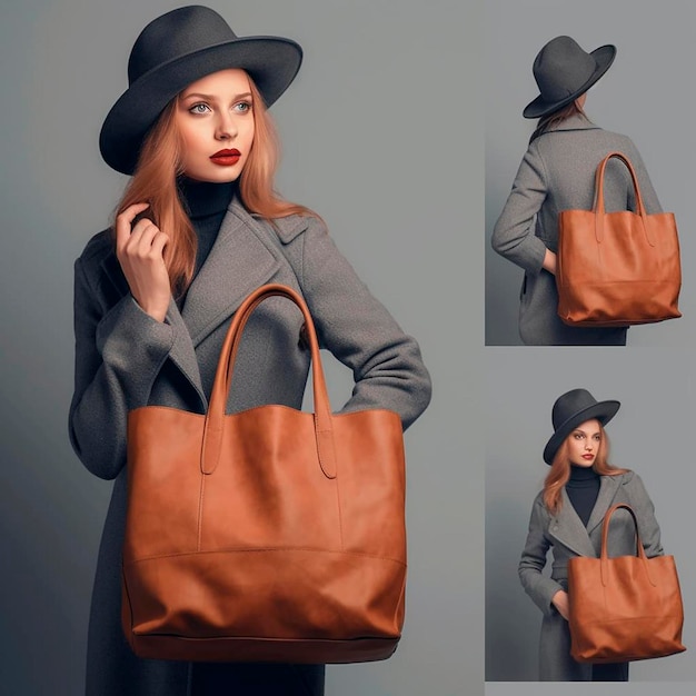 Woman with bag mockup hd