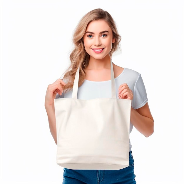 Woman with bag mockup hd