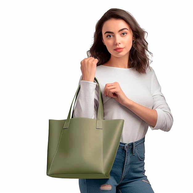 Woman with bag mockup hd