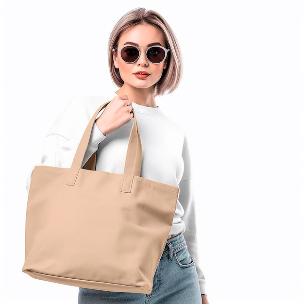 Woman with bag mockup hd