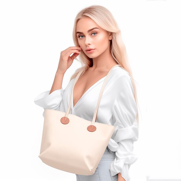 Woman with bag mockup hd