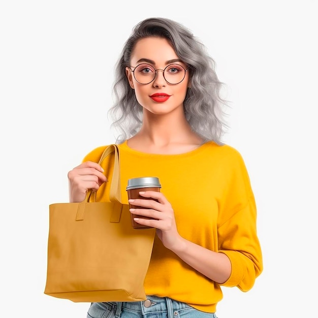 Woman with bag mockup hd