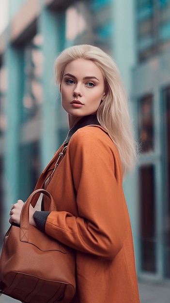 Woman with bag mockup