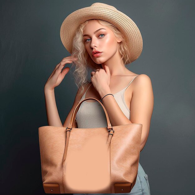 Woman with bag mockup