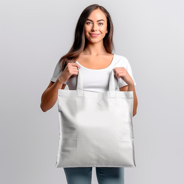 Woman with bag mockup