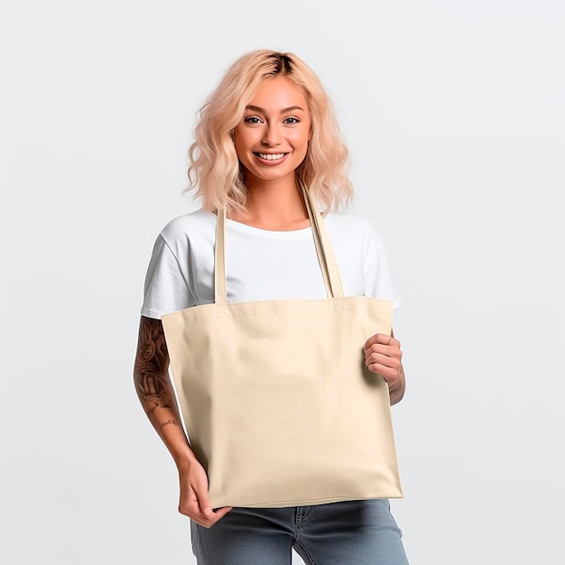 Woman with bag mockup