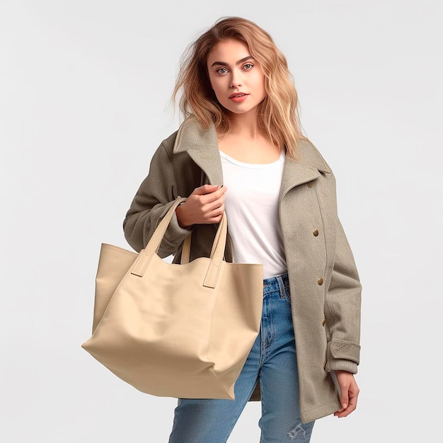 Woman with bag mockup