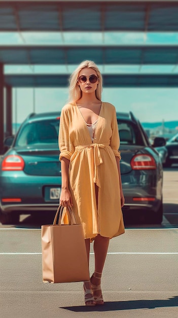 Woman with bag mockup