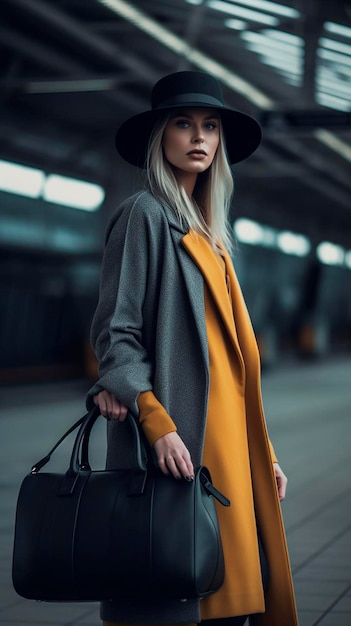 Woman with bag mockup