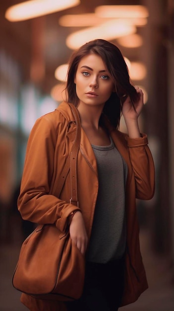 Woman with bag mockup