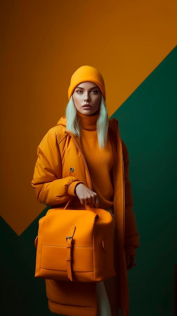 Woman with bag mockup