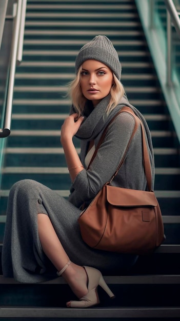 Woman with bag mockup