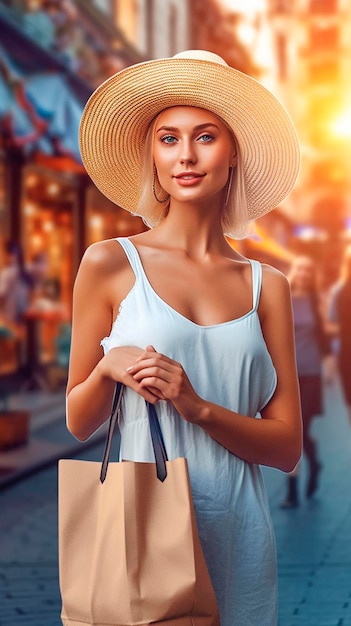 Woman with bag mockup