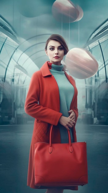 Woman with bag mockup