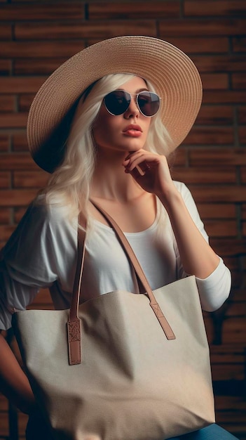 Woman with bag mockup