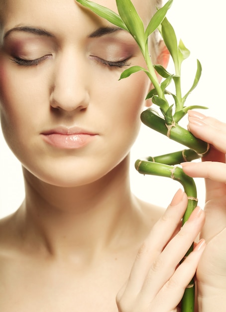 Woman with bamboo