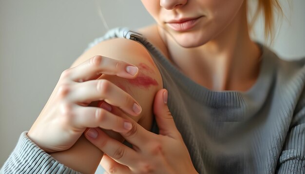 Photo a woman with a bandage on her right arm