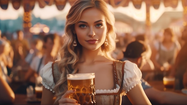 Woman with beer Generative AI