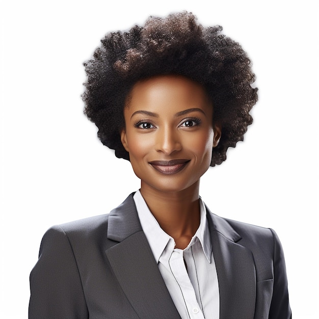 A woman with a big afro and a smile on her face.