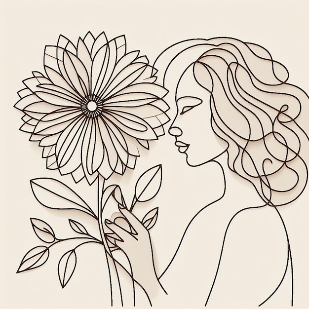 Woman with big spring flower Vector paper art illustration