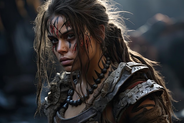 A woman with black and red face paint