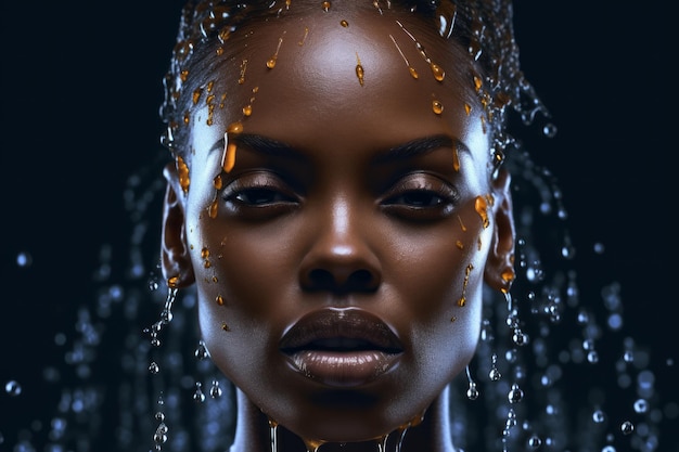 A woman with a black skin and a gold necklace