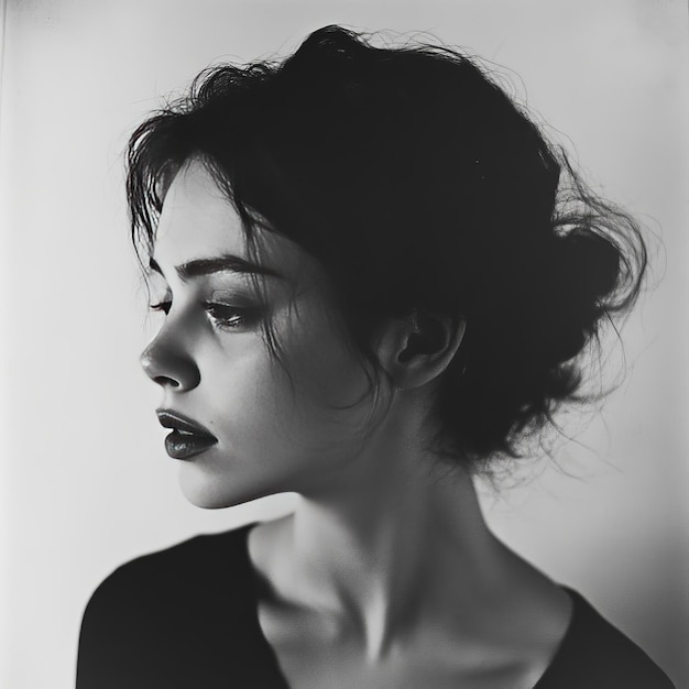 Photo a woman with a black and white photo of a woman with a freckled hairline