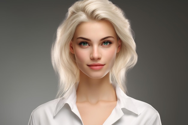 A woman with blonde hair is pictured wearing a white shirt This versatile image can be used in various contexts