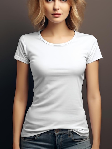 a woman with blonde hair wearing a white shirt.