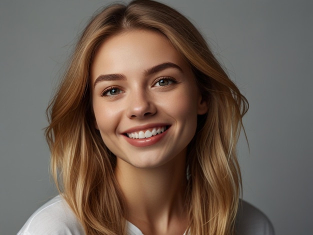 a woman with blonde hair and a white shirt