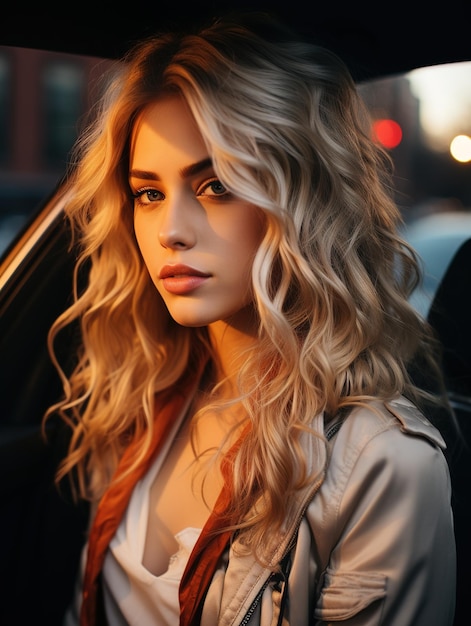 a woman with blonde hair