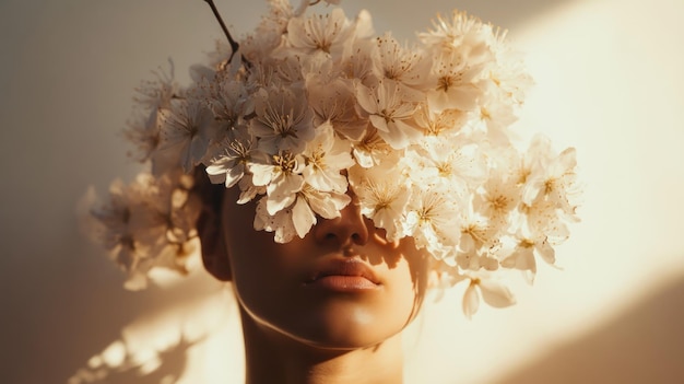 Photo woman with a blossom crown