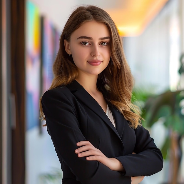 a woman with a blue blazer and a blue blazer