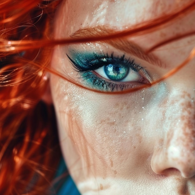 a woman with a blue eye and green eye with a blue eye