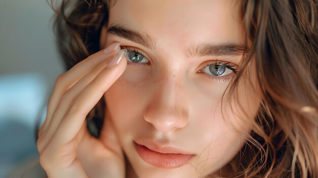 Photo a woman with blue eyes and a green eye