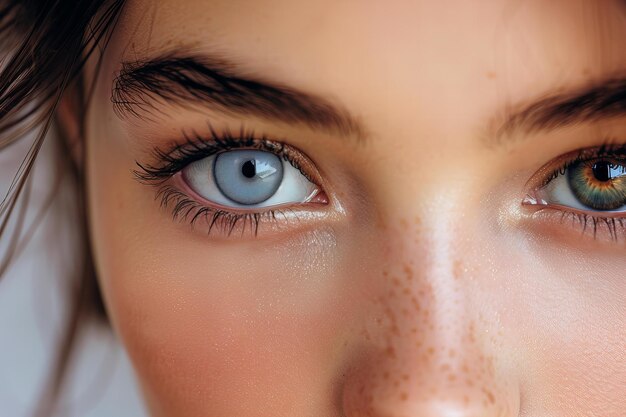 Photo a woman with blue eyes looking at the camera