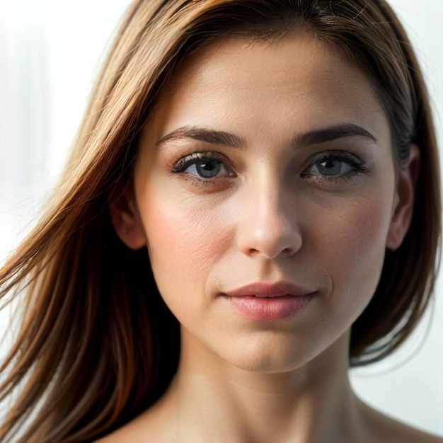 Photo a woman with a blue eyes and a red lip