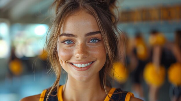 Woman With Blue Eyes Smiles at the Camera