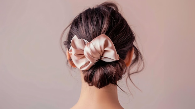 Photo a woman with a bow in her hair with a bow in her hair