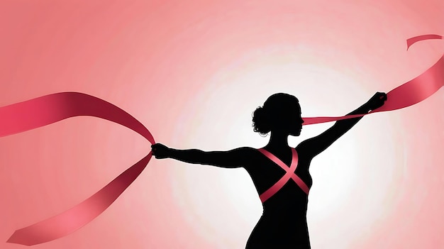 Photo a woman with a bow and a red ribbon