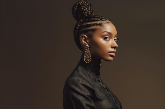 A woman with braids in a bun