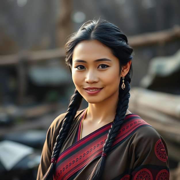 a woman with braids in her hair is smiling